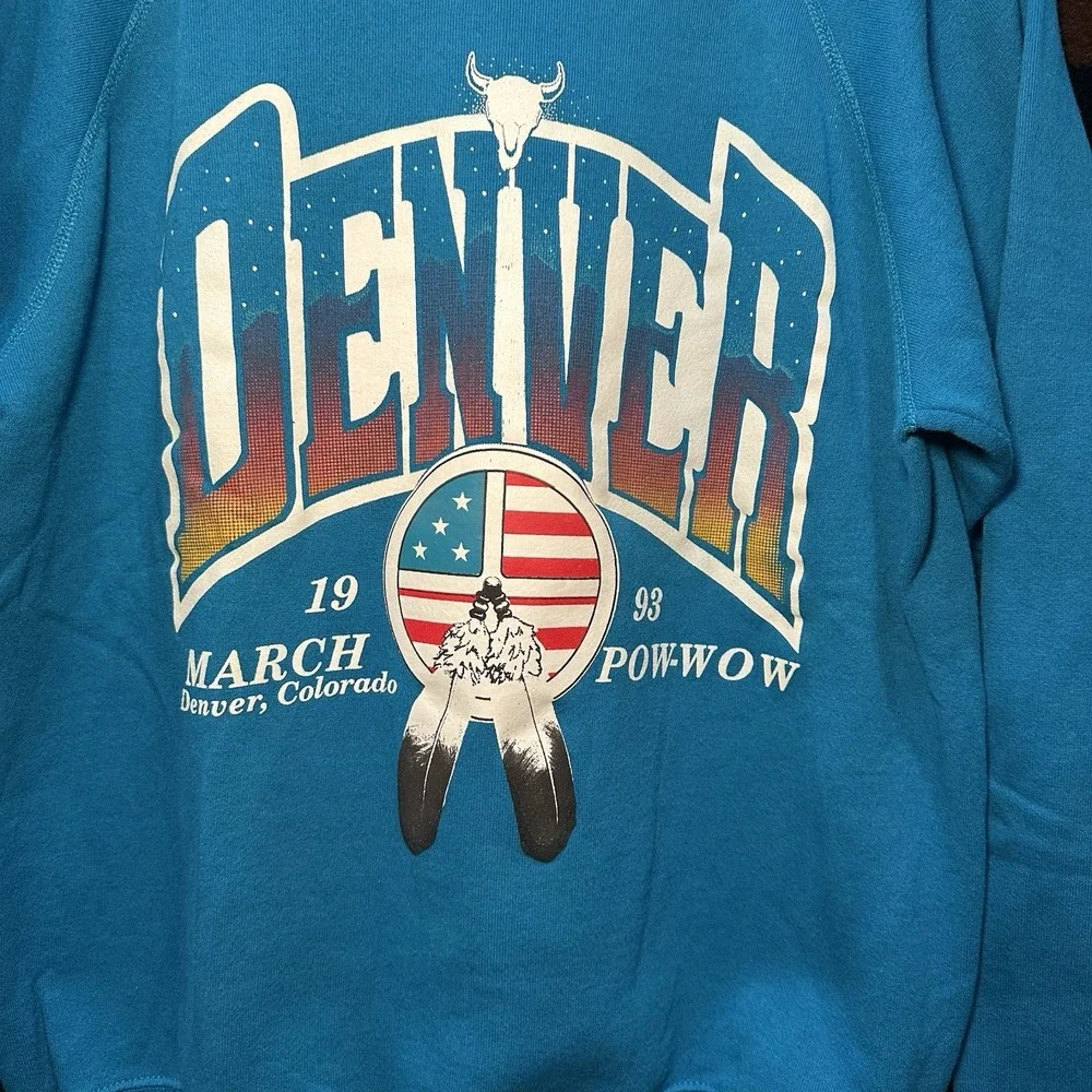 Vintage 1993‎ Denver Colorado POW WOW Aztec Hanes Sweater Size Large